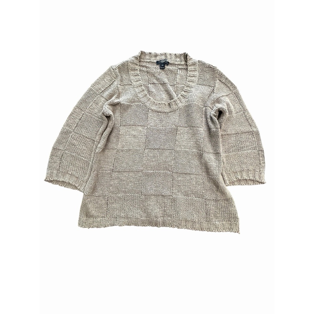 Weekend Max Mara Sweater Women's Large Patchwork Knit Linen Blend Crew #V5-4